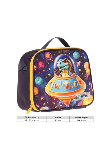 Kaukko Kids Erkek Çocuk Isı Yalıtımlı Okul/piknik Beslenme Çantası Astrnot Dinazor L7273 Mavi - Sarı