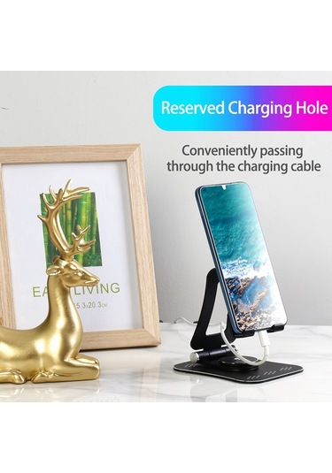 Cbtx G61 Taşınabilir Katlanır Cep Telefonu Standı 360 Derece Dönen Masaüstü Alüminyum Alaşımlı Telefon Tutucu - Siyah