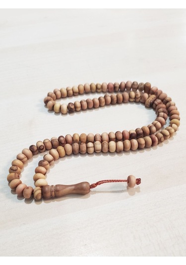 Zeytin Ağacı Tekerlek Kesim 8x6mm Namaz Tesbihi Açık Kahverengi