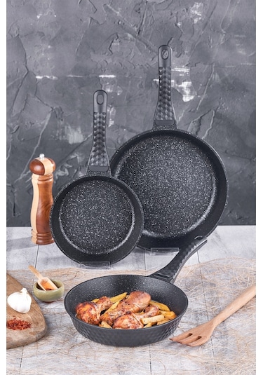 Taç Triton 3 Lü Tava Seti Gri