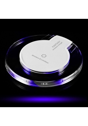 Dofolink Beyaz Kireç Desenli 5w Hızlı Şarj Qi Uyumlu Kablosuz Telefon Şarj Aleti Maks. 10mm Mesafe, %75 Verimlilik
