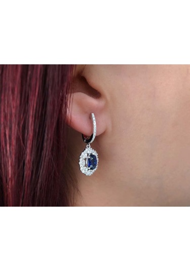 Sirius 0,84 Karat Pırlanta Ve Safir Anturaj Küpe 0823E0022