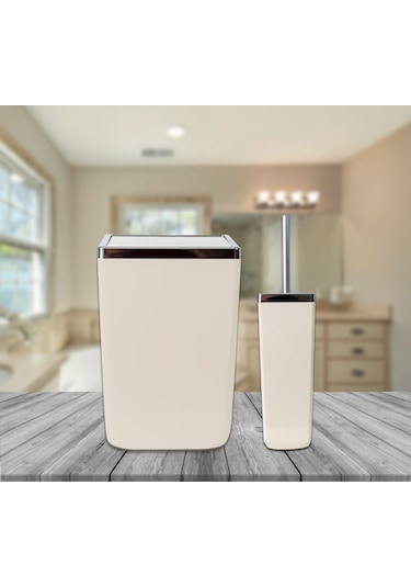 Primanova Toskana Çöp Kovası Ve Tuvalet Fırçası Bej