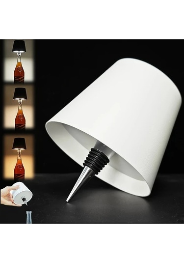 Honeybeeshop Beyaz 1200mah Sarj Edilebilir Led Sarap Sisesi Fis Isigi Bar Yemek Masasi Lambasi Dokunmatik Uc Renkli Yatak Odasi Tasi Beyaz