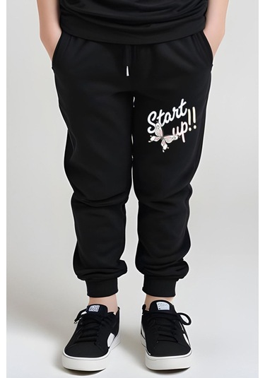 Fyk Kids Kız Çocuk Baskılı Start Up Alt-üst Pijama Takımı Siyah