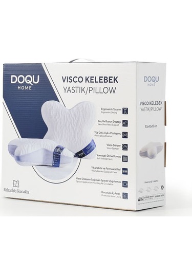 Doqu Visco Kelebek Yastık 055x046 Beyaz