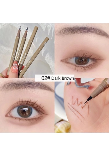 Su Geçirmez Likit Eyeliner Kaş Kolay Renk Tere Dayanıklı Kaş Kalemi 0.05 Mm 02 Dark Brown 002