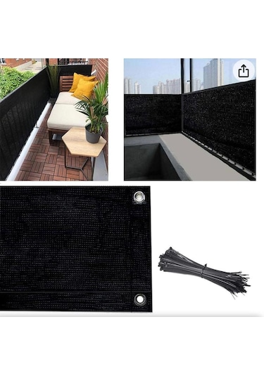 Balkon Demiri Perdesi Korkuluk Perdesi Siyah File 80 x 100 Siyah