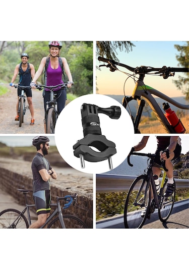 Ranyeek Alüminyum Bisiklet Kamera Tutucu - 360 Dönebilen, 1.5-3cm Tutma Aralığı, Kaymazsız, Gopro Hero/sjcam/yı/djı Osmo Spor Kameralar İçin Siyah
