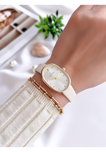 Coliseum Deri Kordon Vintage Seri Kadın Kol Saati+bileklik Hediyeli Cl8104.bm5 Sarı