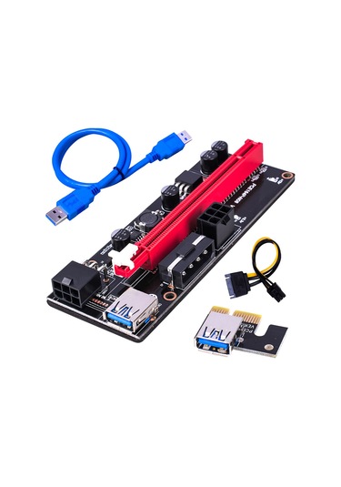 Konesam Gpu Madenciliği İçin Pcı-e 1x'den 16x'e Çevirici Kart, 600mm Usb 3.0 Kablolu Mavi Riser Seti 009s