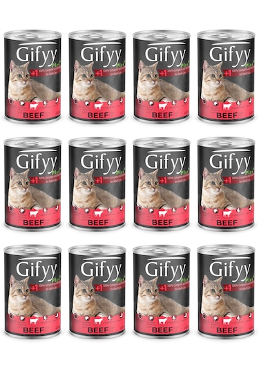 Gifyy 400 Gr Biftek Parçalı Kedi Yaş Mama 12 Adet