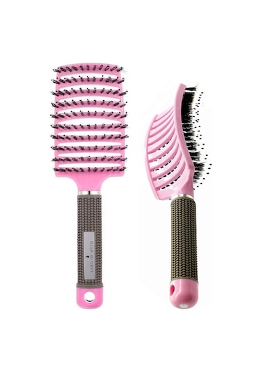 Land Of Myth LOM1073 Dolaşık Saç Açma Tarama Fırçası Antistatik İyonik Yetişkin & Çocuklar İçin Pembe