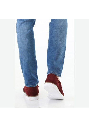 M.Karaca Hakiki Süet Deri Ortopedik  Klasik Erkek Ayakkabı Bordo