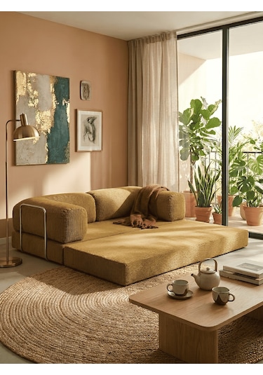 Reflekta Sünger Koltuk Rollpack Kanepe Relax 90x190 Yatak Koltuk Demonte Hardal Sarısı