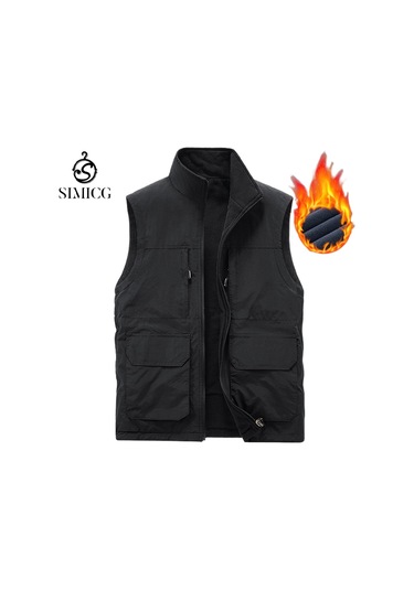 Erkekler İçin Çift Taraflı Polar Yelek Siyah