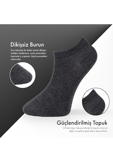Saf Bambu Erkek Patik Düz Siyah Çorap Dikişsiz Premium Hediye Kutulu 6'lı Prime Bamboo Serisi L5952aznb Antrasit