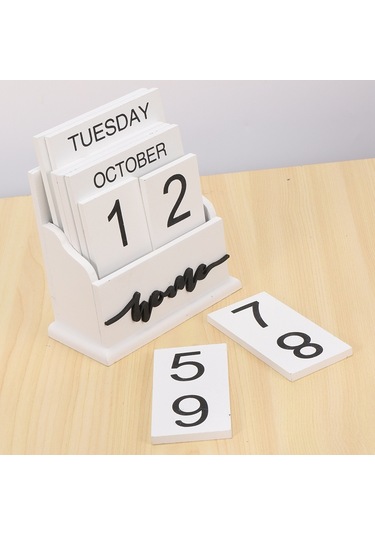 Ahşap Midye Kabuğu Masa Bloğu Takvim Hafta Ay Tarih Gösterimi