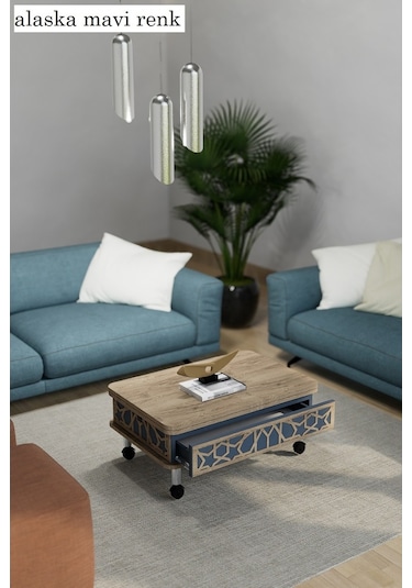 Lisa Desenli Akıllı Sehpa Tekerli Çekmeceli, Sihirli Sehpa