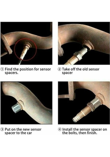 2 Paket O2 Sensörü, Oksijen Sensörü Araba Cel Fix Motor Arıza Işığı Giderici Adaptörü Oksijen M18x1.5