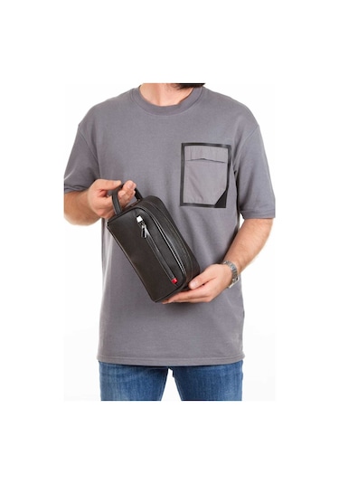 Bizoon Np244 Vegan Deri Kişisel Bakım Ve Seyehat El Çantası Siyah