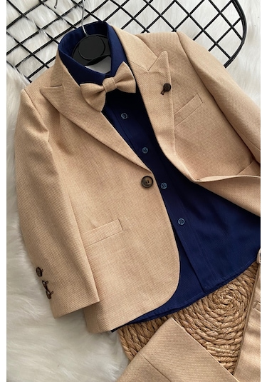 Premium Camel Ceketli Takım Elbise Hardal