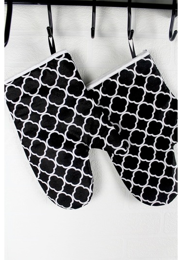 Morlay Siyah Halka Isıya Dayanıklı Mutfak Fırın Eldiven Seti 2 Adet