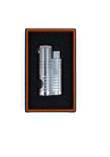 Parmida Premium 4 Torch Jet Alevli Puro Çakmağı Gümüş Gri