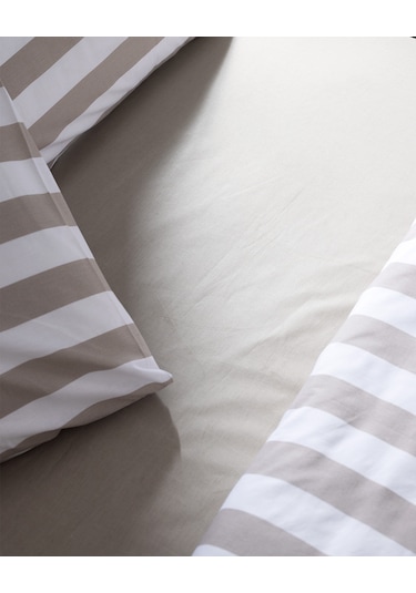 Madame Coco Avignon Çift Kişilik %100 Pamuk Ranforce Baskılı Nevresim Takımı - Bej Ekru