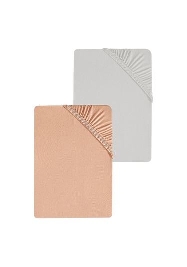 2 Adet Düz Pamuklu Tek Kişilik 120 X 200 Cm Lastikli Penye Çarşaf-yavruağzı-gri