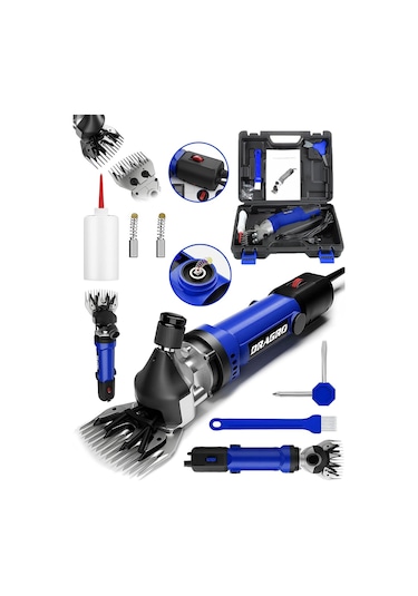 Dragro Alman Drg-4200w Devir Ayarli Bakir Sargili Çelik Şanzuman Koyun Keçi Kirkma Makinesi -mavi