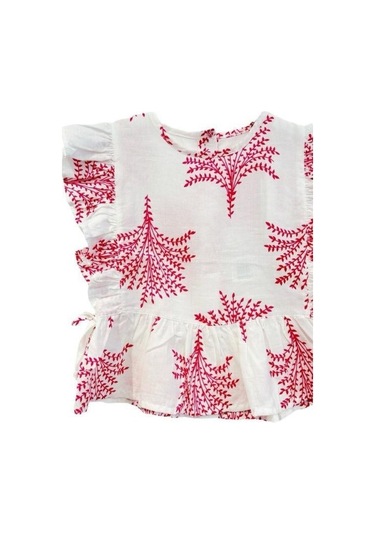 Kız Bebek Desenli Pamuklu Bluz-14535 Pembe