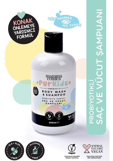 Purkids Prebiotikli Vegan Çocuk Saç Ve Vücut Şampuanı-500ml