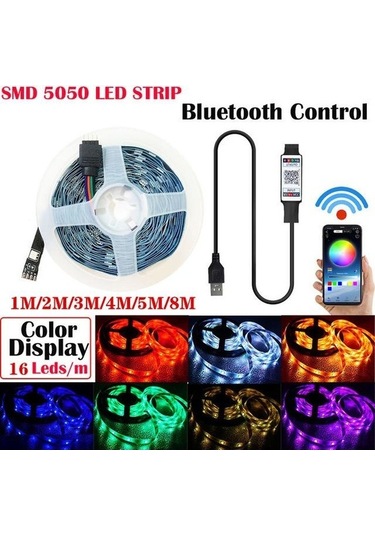 Novahub Usb 5v Rgb Led Şerit, Bluetooth Kontrolü, Esnek Led Lamba Bant, Rgb Tv Arka Işık, Masaüstü Dekorasyon Işıkları, 56897446 Siyah