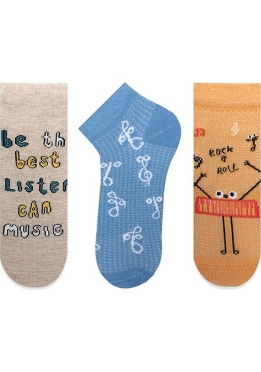 Brz Kids Müzik Temalı Erkek Çocuk Çorabı 3'Lü Set