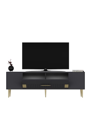 Pencap Tv Sehpası Tv Ünitesi 150 Cm Antrasit Altın