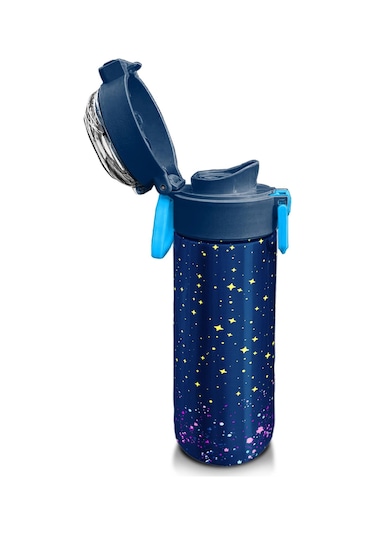 Coral High Kids Çok Renkli Lacivert Desenli Pipetli Ve Direkt İçim Çelik Termos 500 Ml 31848 Lacivert