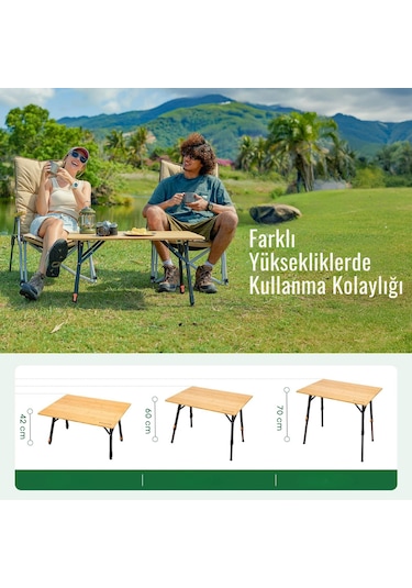 Kingcamp Bamboo All-terrain M 80x60 Bambu Kamp Masası Ahşap - Siyah