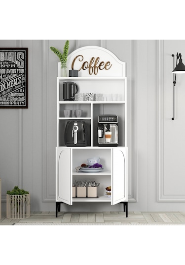 Lyon Kahve Köşesi 80cm - Beyaz / Siyah