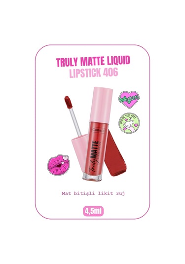Callista Truly Matte Liquid Lipstick Mat Likit Ruj 406 Plum Pout - Kırmızı