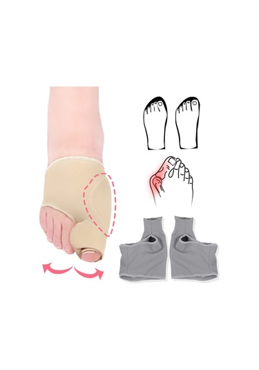 Moveevo Halluks Valgus Düzeltici Ayak Örtüsü Ayak Bakım Örtüsü Bir Çift Gri Küçük Boy