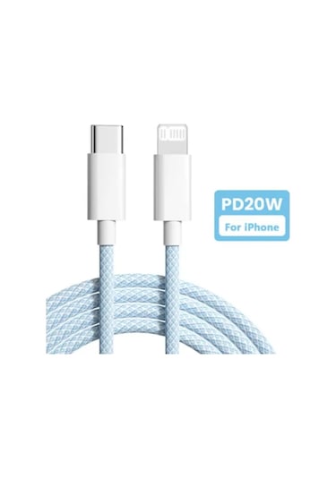 Hongmei İphone 14 13 12 11 Pro Max Xs 8 Ve İpad Uyumlu İçin 20w Usb C Hızlı Şarj Kablosu Mavi 2m