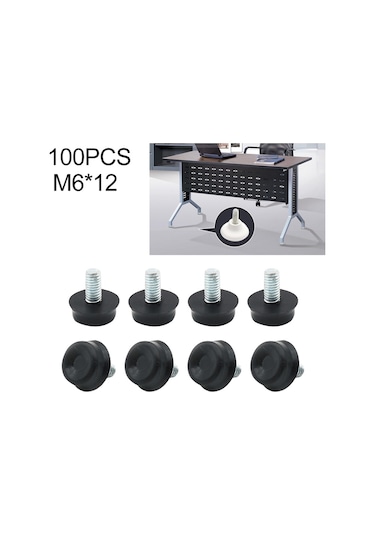 100 Adet Ayarlanabilir Ayak Pedi Mobilya Vida Destek Saplaması, M6x12 Diğer