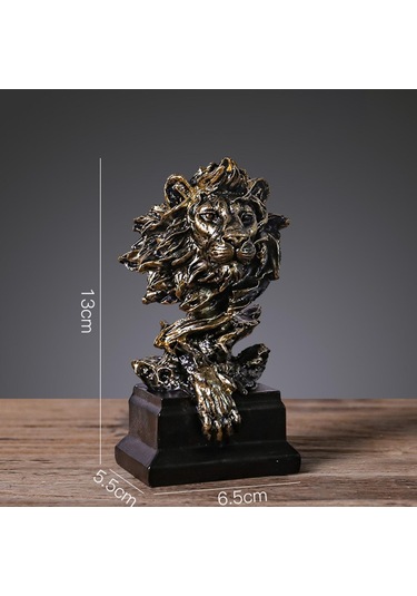 Suntek Magideal Aslan Kafası Heykeli El Sanatları Masa Süsleme Bronz