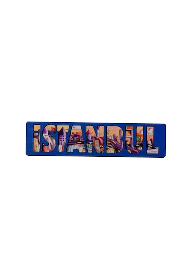 İstanbul Temalı Ahşap Magnet Mavi