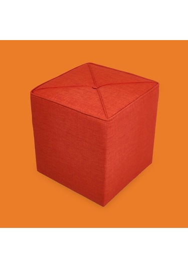 Just Home Kare Puf - Kiremit - 43x40x40 Cm Kiremit