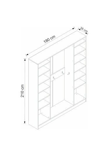 Minar Kale 210 Cm 4 Kapaklı 2b Raf Portmanto Byz Mbr Çizgili Byz