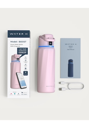 Waterh Boost Akıllı Termos Hidrasyon Takibi Yapan, Yalıtımlı 0,71l / 24oz Akıllı Şişe Açık Pembe