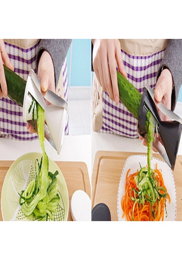 Fortunelane Siyah Mutfak Spiral Dilimleyici, Döner Sebze Kesici Ve Çekiç, Paslanmaz Çelik Siyah