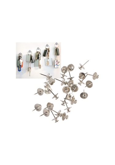 Mufunye 30 Adet Gümüş Renkli Çinko Alaşımlı İki Uçlu Paspas, Fotoğraf Duvarı Ve Softboard İçin Dıy Dekoratif Tak钉, Hafif Nesneleri Sabitleyen Taşınabilir Depolama Kutusu İçerir